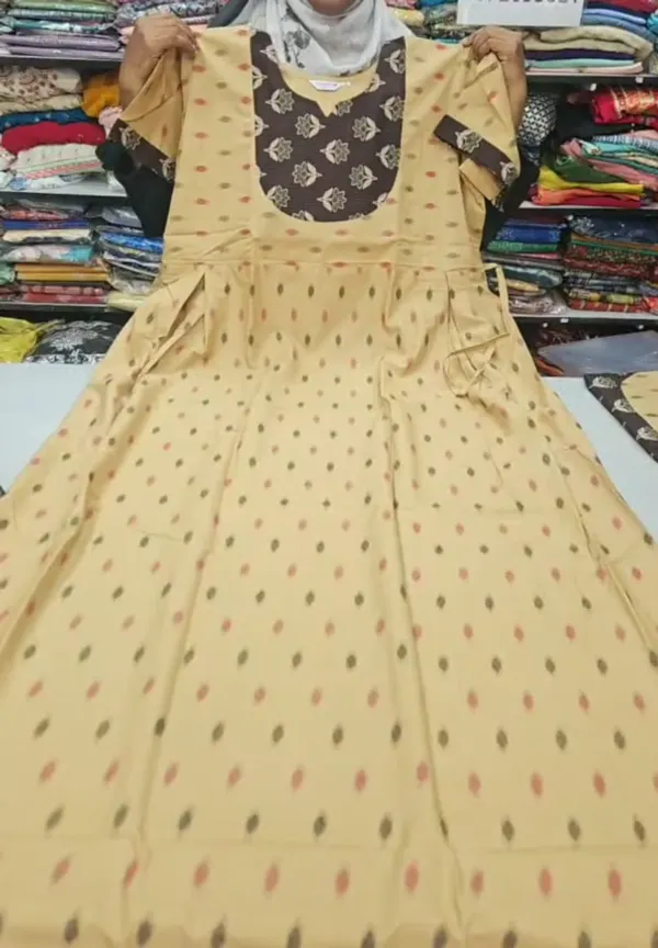 Premium Cotton Frock Style Nighty with Adjustable Rope & Side Pocket |NT3629